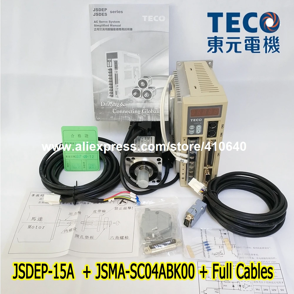 Free Shipping  TECO 400W Servo Motor JSMA-SC04ABK00 And Drive JSDEP-15A JSDEP-15A-BD with Cable