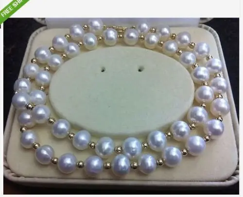 

women good Noblest 9-10mm akoya perfect white south sea pearl necklace 25 " clasp LK+2 a(5.18) Fine Factory direct