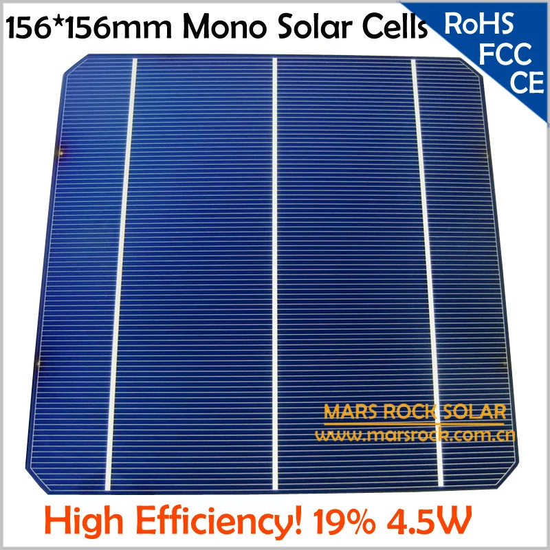 

20pcs/Lot 4.5W 0.5V 156x156mm Solar Cell Photovoltaic, 19% High Efficiency 6x6 Mono Solar Cell 3 Busbar, for Making Solar Panel