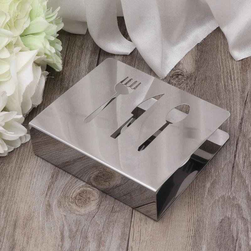 Hollow-Out Stainless Steel Napkin Rack Box Serviette Holder Organizer Tissue Dispenser Storage Case Table Decoration Home Party