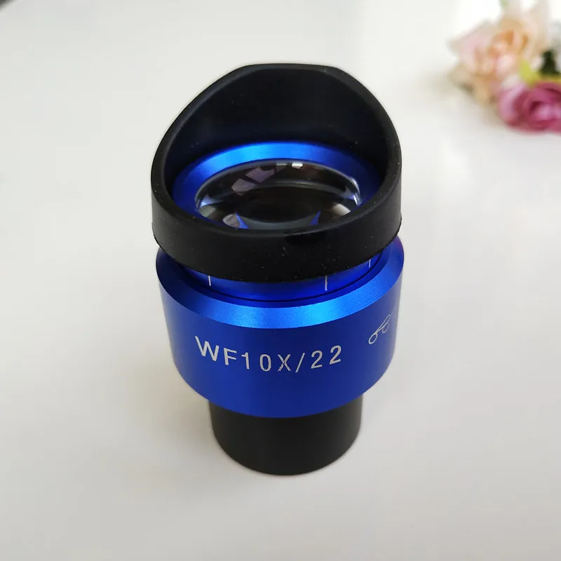 WF10X 22 مللي متر الأزرق شل التكبير قابل للتعديل عالية Eyepoint مجهر ستيريو عدسة العدسة 30 مللي متر مع المطاط حراس العين