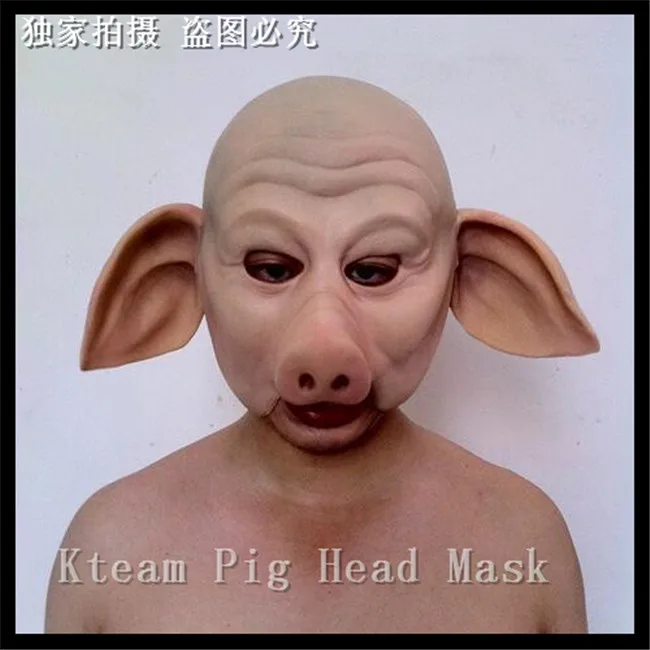 Free shipping Cute China Pig Mask Halloween Party Cosplay Latex Pig Head Mask Animal Full Head Pig Mask Lovely Pig Mask in stock