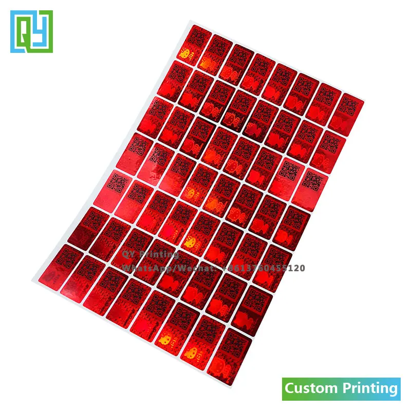 10000pcs 22x12mm Custom Printed Secure Genuine Hologram Sticker Red Laser Foil 3D Holorhraphic QR Code Labels Warranty VOID Seal