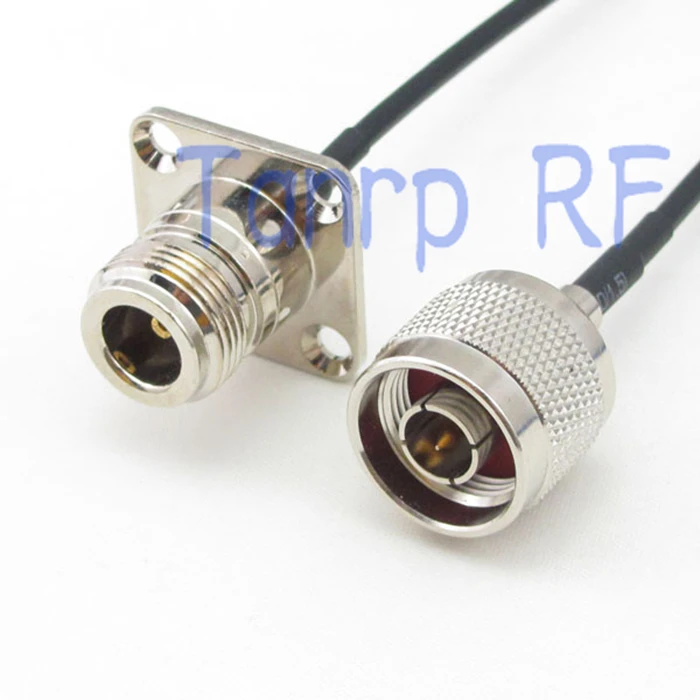 10PCS 8in N male plug to N female with 4 hole panel RF connector adapter 20CM Pigtail coaxial jumper cable RG174 extension cord