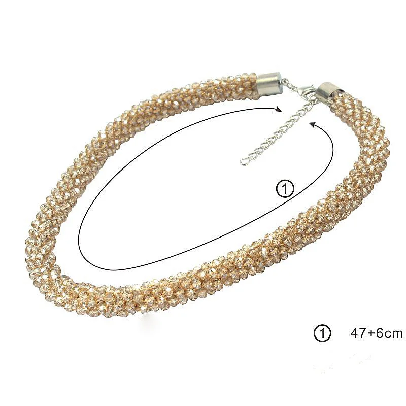 2016New chokers trendy match crystal choker necklace women jewelry big handmade Weaving beads jewelry statement necklace