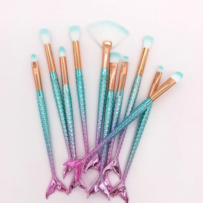 Pro Mermaid Makeup Brushes Foundation Eyebrow Eyeliner Blush Powder Cosmetic Concealer Makeup Brushes tool set kit