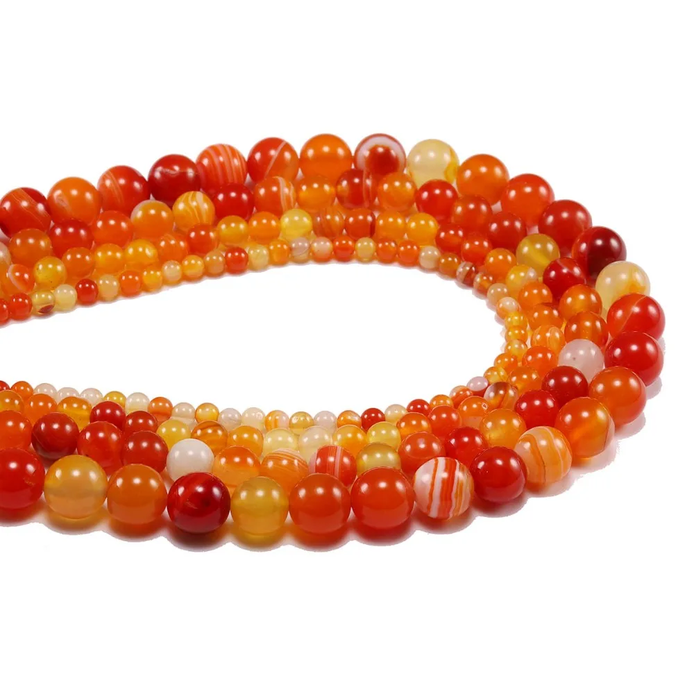 4/6/8/10/12mm Natural Orange Banded Agat Natural Stone Round Beads For Jewelry Making DIY Bracelet Necklace Earring 1strand/lot image 4
