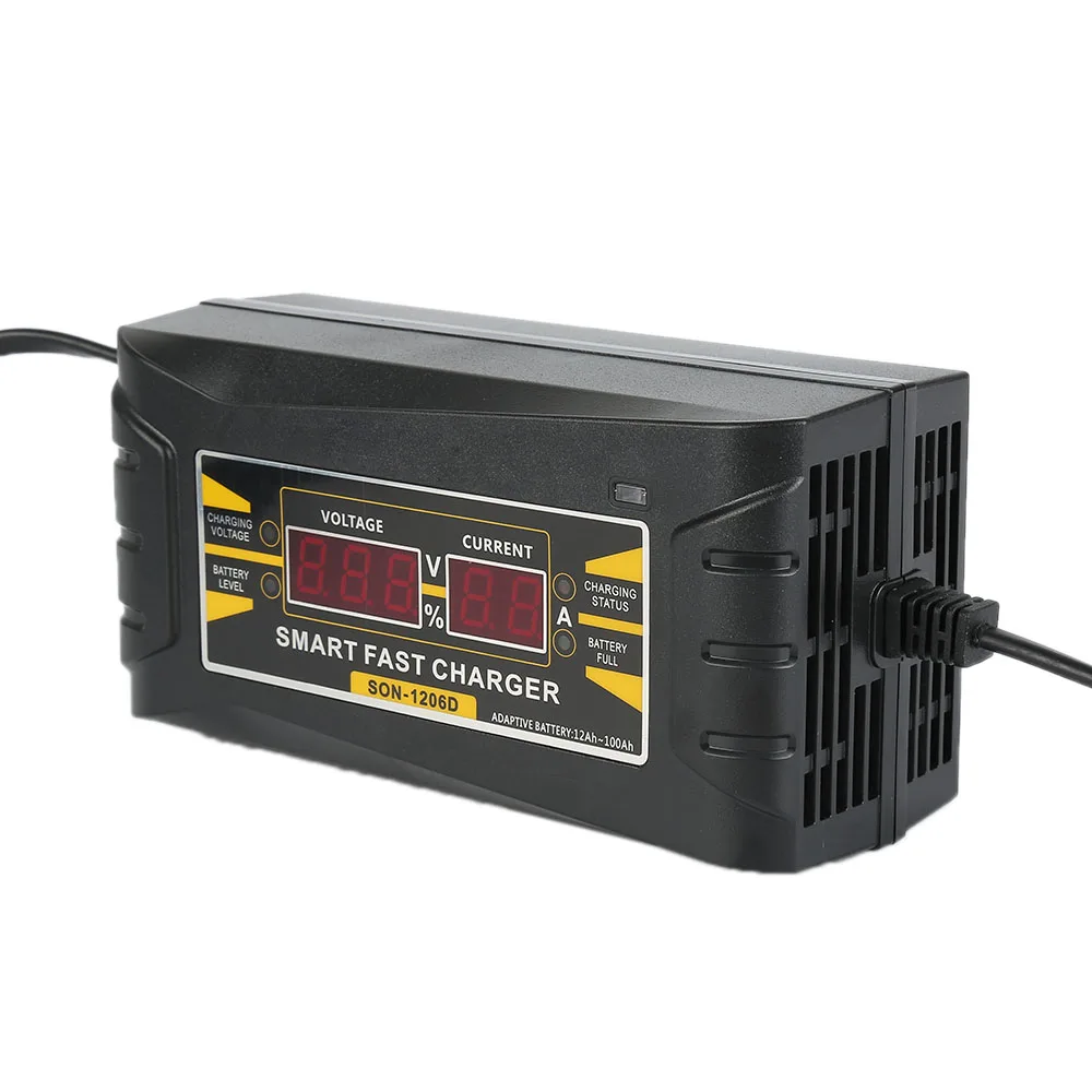 Genuine Full Automatic Smart 12V 10A Lead Acid/GEL Battery Charger w/ LCD Display US EU Plug Smart Fast Battery Charger