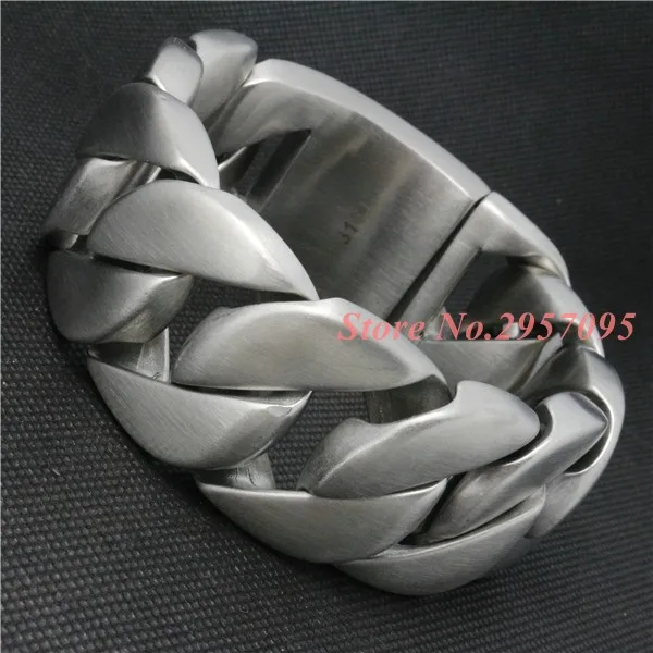 31mm Heavy Thick Fashion Mens Chain Matte Finish Curb Silver Color 316L Stainless Steel Bracelet Best Christmas gift