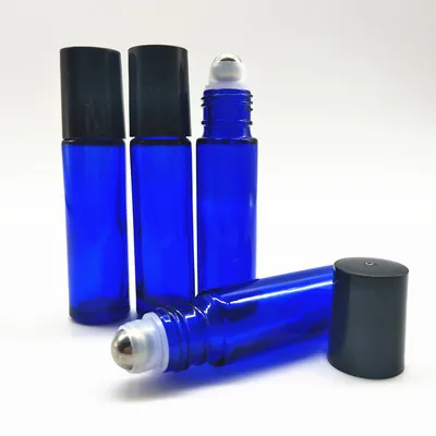 

100pcs/lot 10ml Thick Glass Roll On Essential Oil Empty Perfume Sample Bottle 10cc Stainless Steel Roller Ball