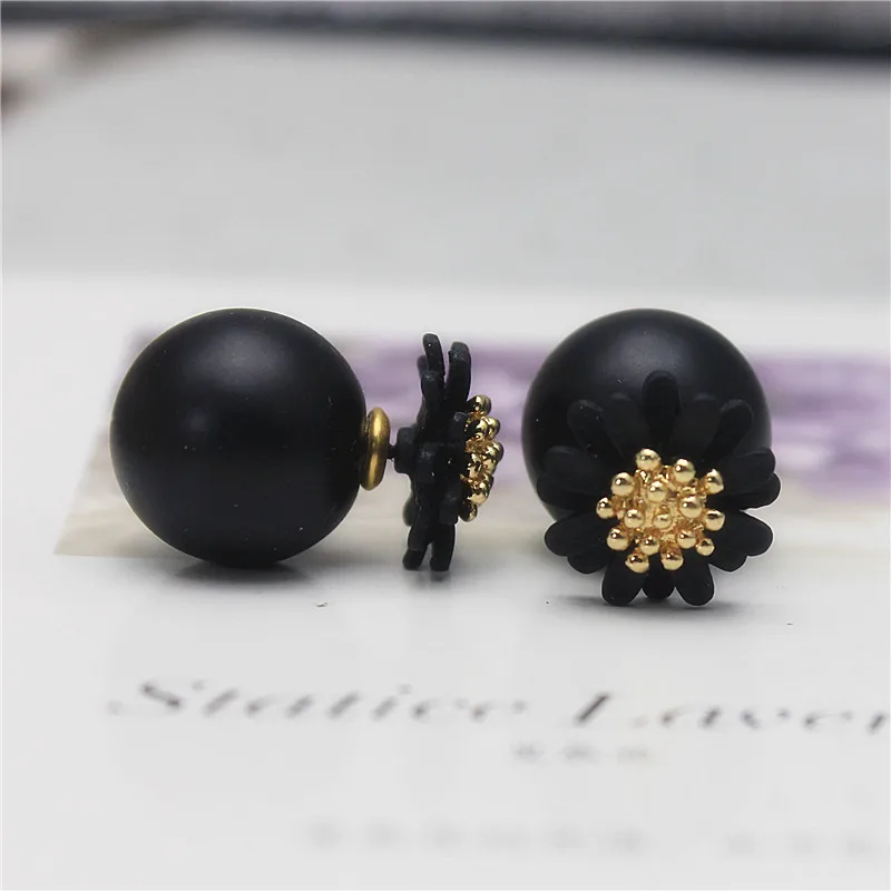 2019 hot design fashion brand summer style elegant Daisy jewelry double side stud earrings for women big beads Flowers earrings