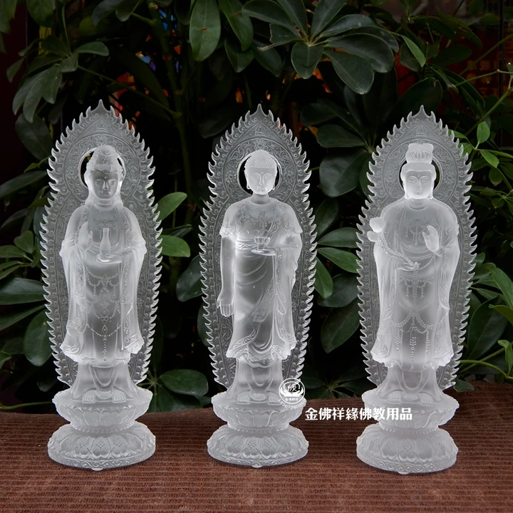 Glass Western Trinity glass Guanyin Buddha statues glazed glass Mahastamaprapta like Amitabha