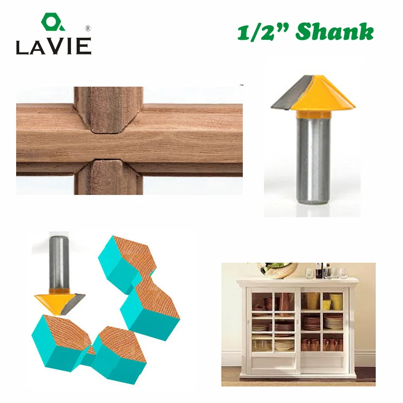 1pc 12mm 1/2 Solid Carbide V Shape Tenon Cutting Bits Knife Flat-bottomed Milling Cutters Router Bit for Wood Door Window 03150