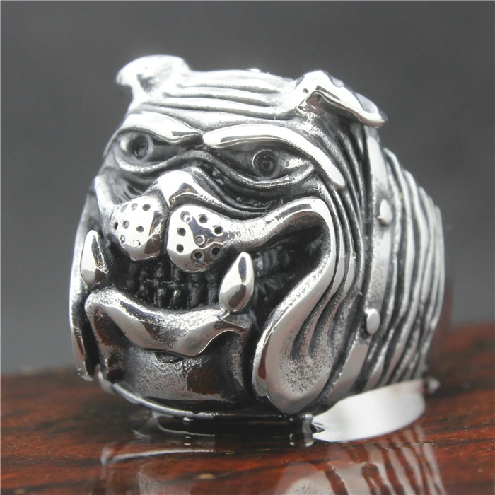 Anillo de acero inoxidable 316L para hombre, anillo de Ameria Bulldog de alta calidad