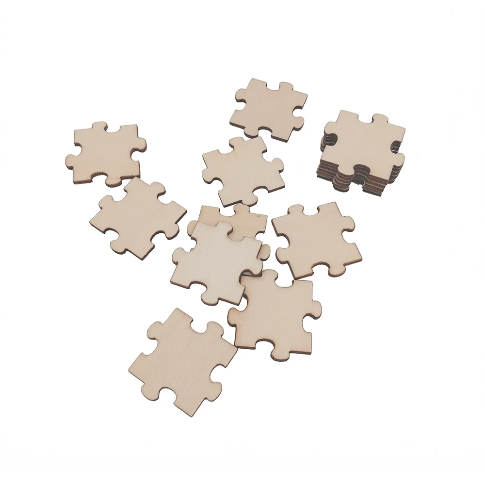 100 szt. 30mm 1.18 cali kawałki wycinanki z drewna Puzzle upiększeń dla rzemiosła Scrapbooking