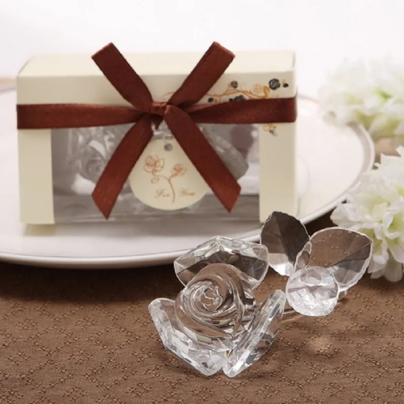 

10pcs Crystal Rose Leaf Ornaments Furnishing Articles For Wedding Baby Shower Party Birthday Favor Gift Souvenirs