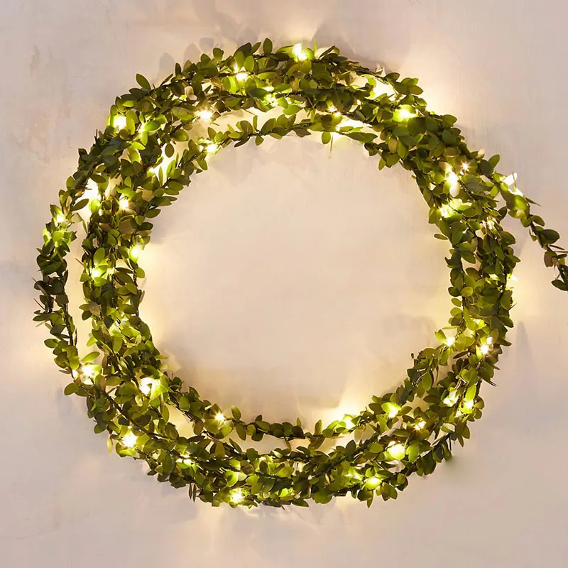 2/3/5/10M  leaf garland battery operate Copper LED fairy string lights for christmas wedding decoration party event