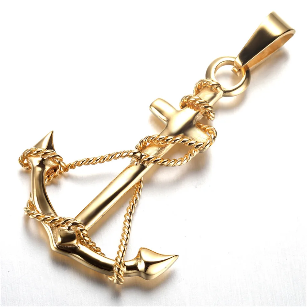 Vintage Golden Men 316L Stainless Steel Anchor Charm Pendant