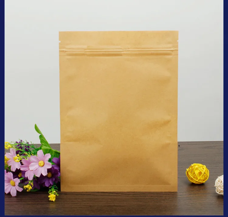 100pcs Flat Bottom Kraft Paper Clear Window Bag Candy Snack Nuts Grain Ziplock Packaging Bag Paper Gift Window Bags