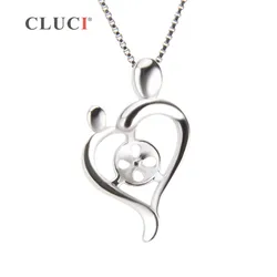 CLUCI 925 Silver Sterling mother and child Charm Pendant Mounting Women Necklace Gift for Mother's day Family Jewelry SP204SB