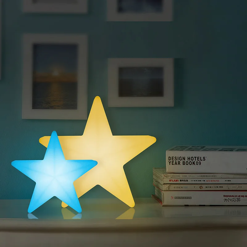 Starry RGB LED Lamp Dimmable Home Decorative Tafellamp Remote Control Multicolor LED Five Pointed Star Bedside Light Kids Gift