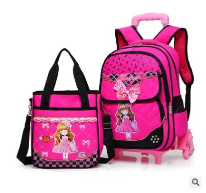 Girl's School  Trolley backpack wheeled bag for School Trolley bag On wheels School Rolling backpack Children Travel luggage bag