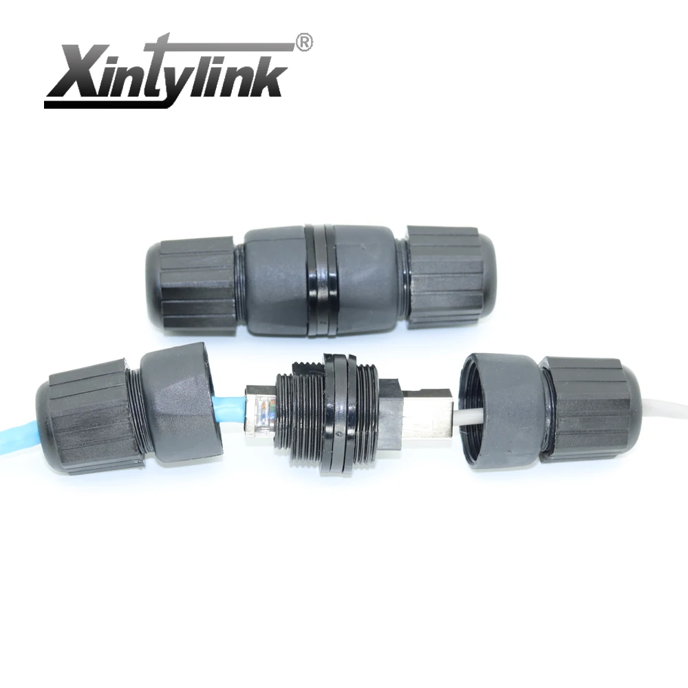 xintylink waterproof rj45 connector cat6 cat5e cat.6 ethernet cable socket double straight head jack M25 F/F female 8p8c ip67