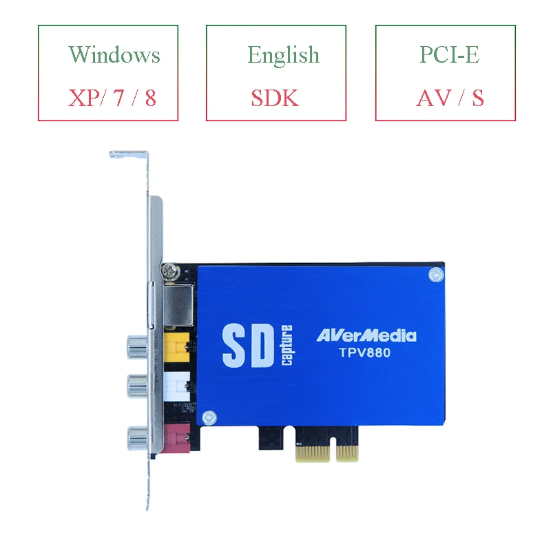 TPV880 Video Capture Card With Windows XP 7 8 SDK Single Channel Real Time AV/S PCI-E DVR Card For Neusoft Hospital Medical