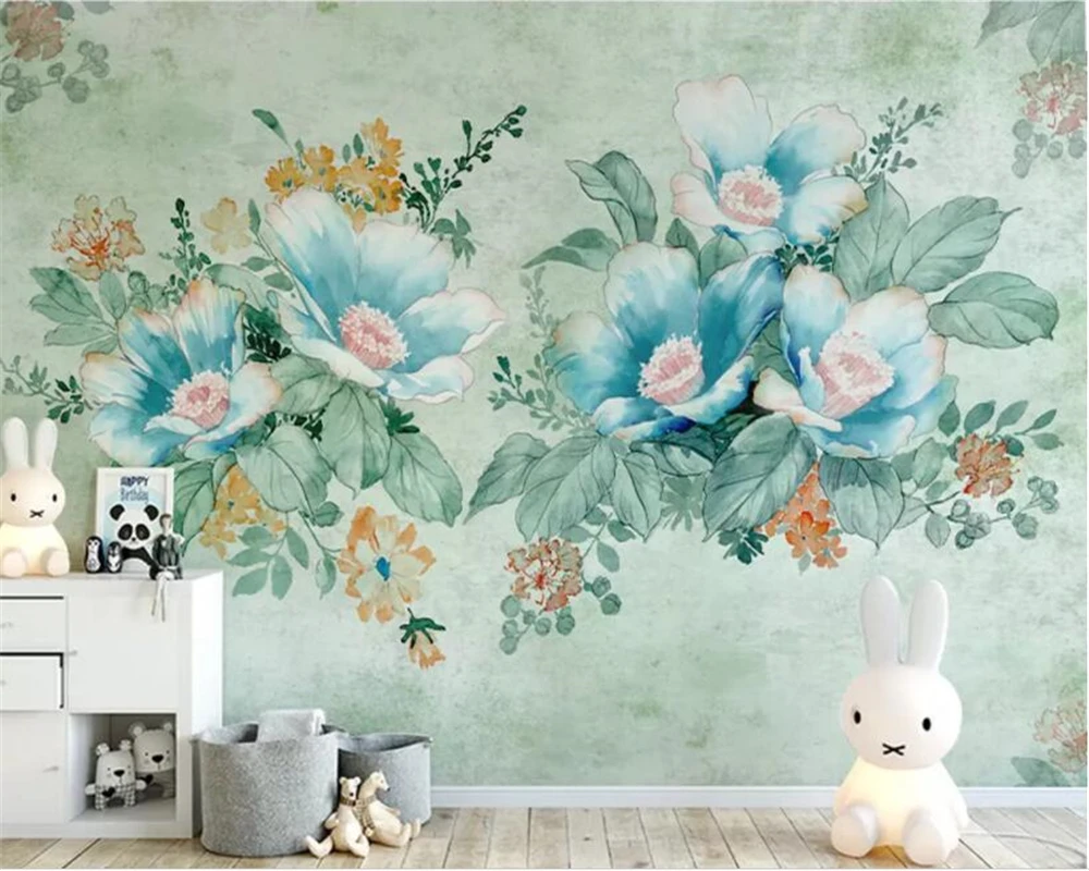 

Custom 3d wallpaper oil painting floral background living room bedside sofa TV background wall 3d wallpaper flooring