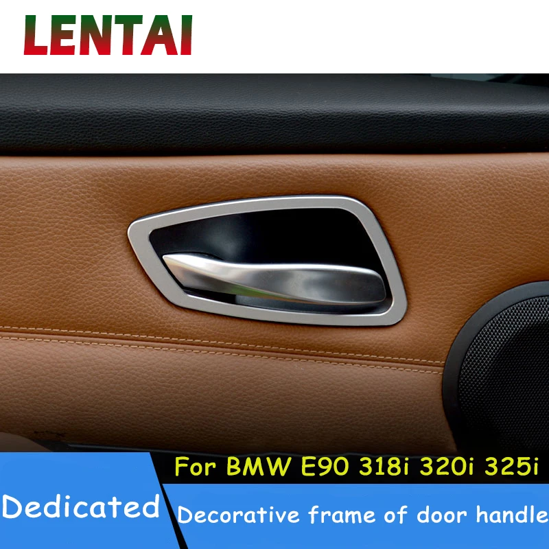 

LENTAI Auto Car Styling Aluminum Alloy Interior Door Handle Bowl Frame Stickers Cover For BMW E90 E91 E92 3 series Accessories