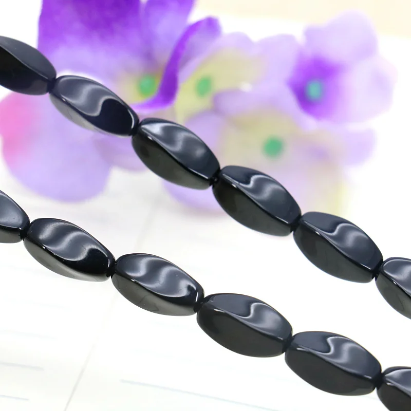 

! Bright 8X15mm Black Onyx Twist Shape Loose Beads,Fit DIY Fashion Bracelet Necklace Jewelry Gift Wholesale