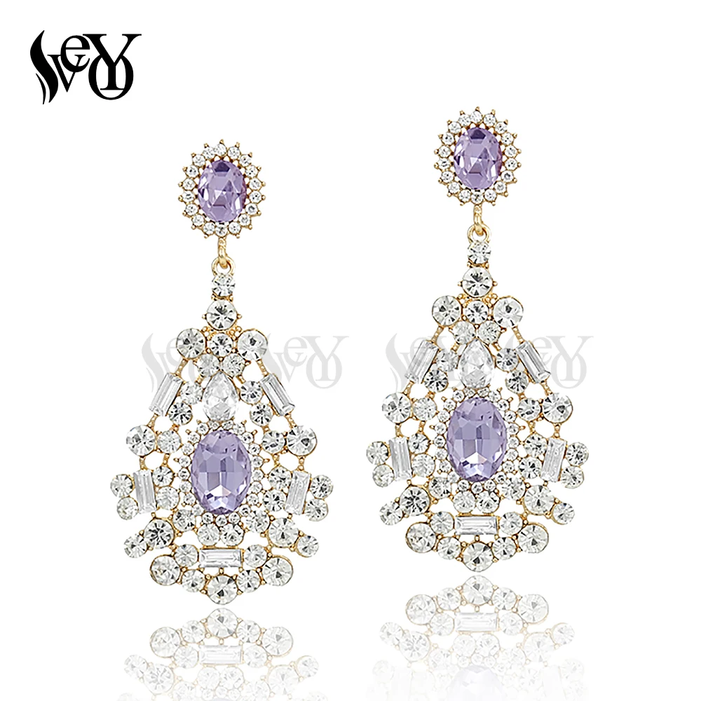 VEYO Classic Round Rhinestone Crystal Drop Earrings For Women Luxury Earrings High Quality