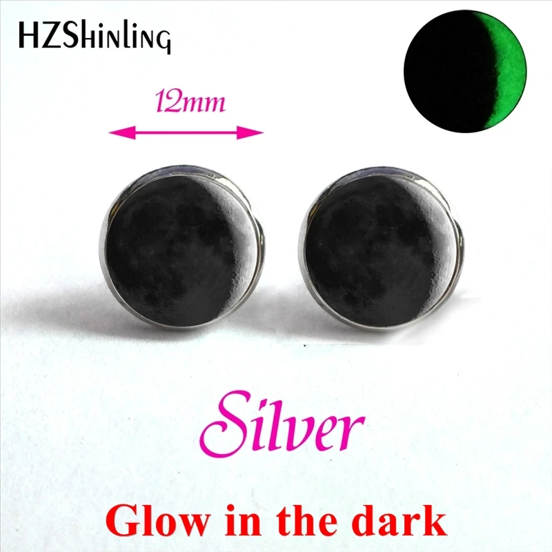 New Arrival Glowing Jewelry Lunar Eclipse Earrings Glass Dome Full Moon Stud Earrings Glow in the dark Wholesale HZ4