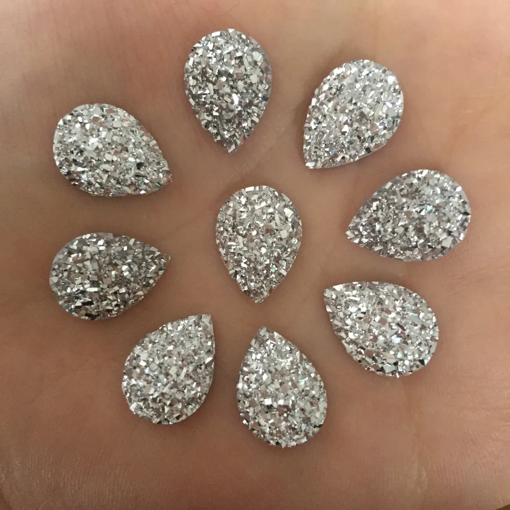80pcs AB Resin 10*14mm Bling Ore teardrop flatback rhinestone Ornaments DIY Wedding appliques craft D55*2