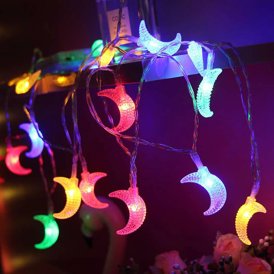 1.5M/3M/6M Moon shape LED String lights Holiday lighting Fairy Garland For Christmas Tree Wedding Party Ramadan Decoration image 2