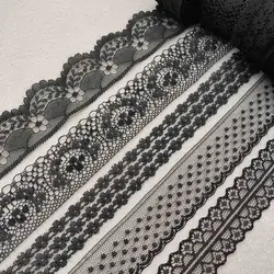 Bella 10 Yards/Lot Nero Del Merletto Del Nastro Del Nastro di Qualità Lace Trim FAI DA TE Ricamato In Pizzo Per La Decorazione di Cucito Africano Del Merletto tessuto