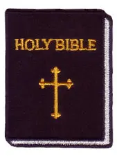 cheap Holy Bible Iron On Applique Patch high quality Bible Biker Patch hot sale Faith Cross Embroidered/Twill