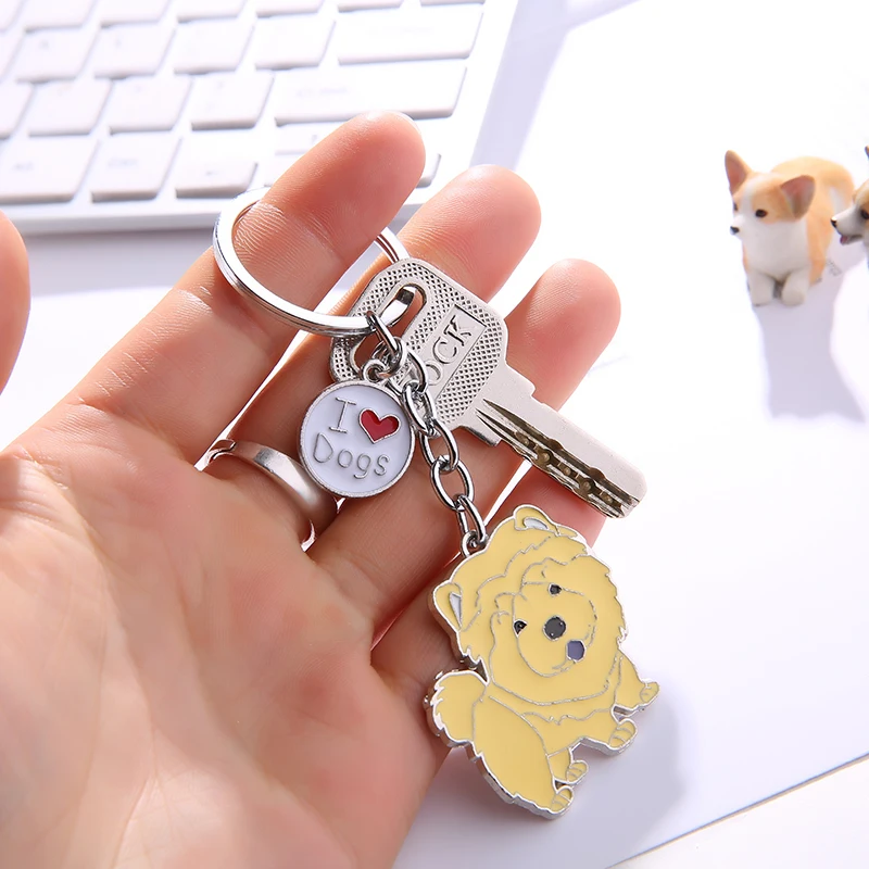 NEW Cute Chow Chow Dog keyring Animal Keychain For Bag Car Women Men Girls Boys Love Jewelry Christmas gifts Bag Charm Keyring