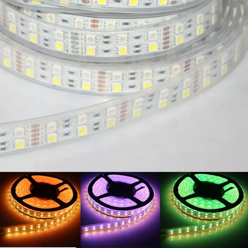 

Гибкая светодиодная лента, 5 м, двухрядсветодиодный, 5050 SMD 600LED s, 120 светодиодный одов/м, 12 В, лампа, IP67, водонепроницаемая, для дома, бара, для грузовиков, Декор, RGBW, RGB, белый