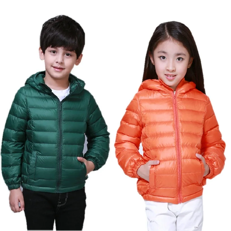 Spring Autumn Brand Boys Girls 90% Down Jacket Hooded Duck Down Warm Coat For Children Kids Parkas  3~10 Years KF035