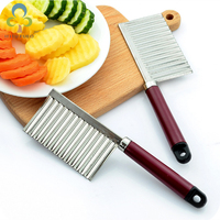 1Pcs MultifunctionPotato Knife Corrugated Knife Stainless Steel Wave Knife Potato Slicer Fries Cutter LXX