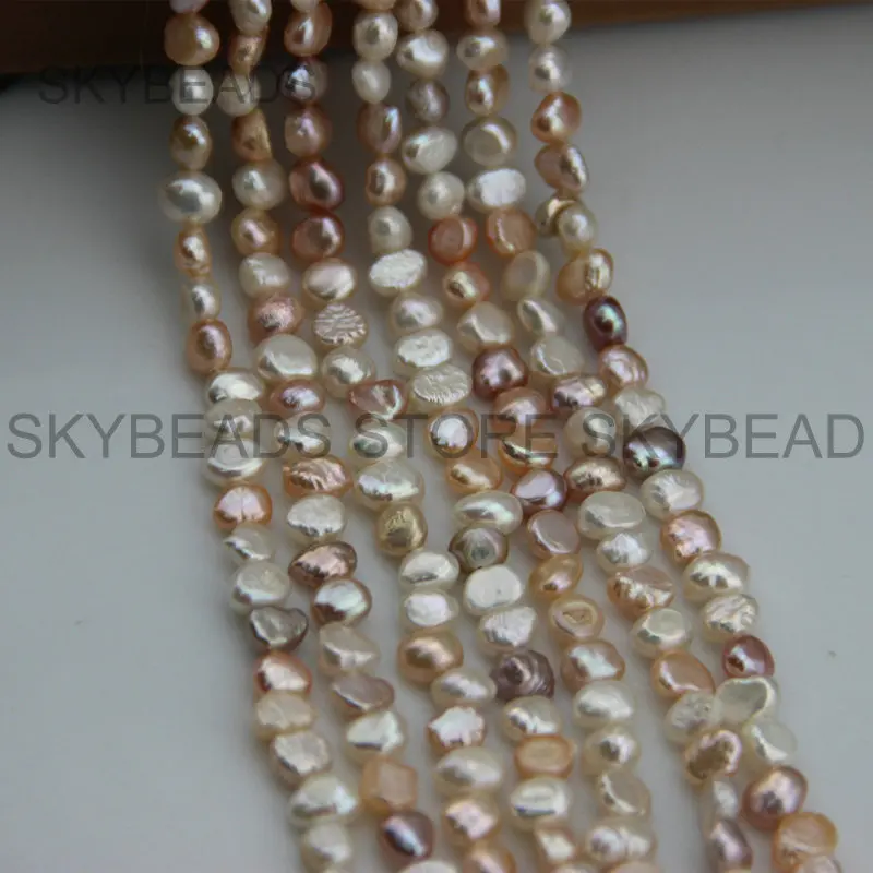Baroque Pearl Beads for Jewelry Making Mixed Color Natural Freshwater Pearls Freedom Irregular Shape 5-6mm Bead Strand Wholesale