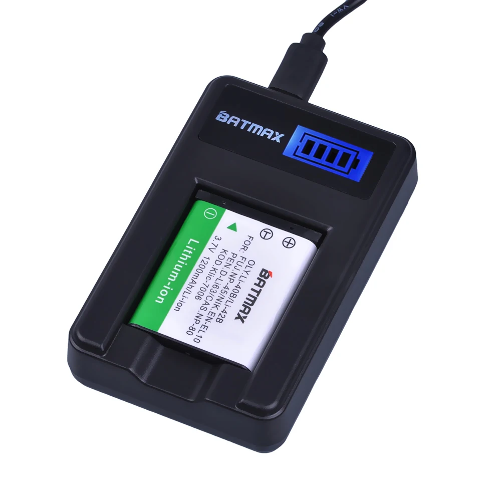 Batmax Li-40B Li-42B NP-45 Battery + LCD USB Charger for Olympus for FUJIFILM NP-45 NP 45 NP45 NP 45A 45B 45S EN-EL10