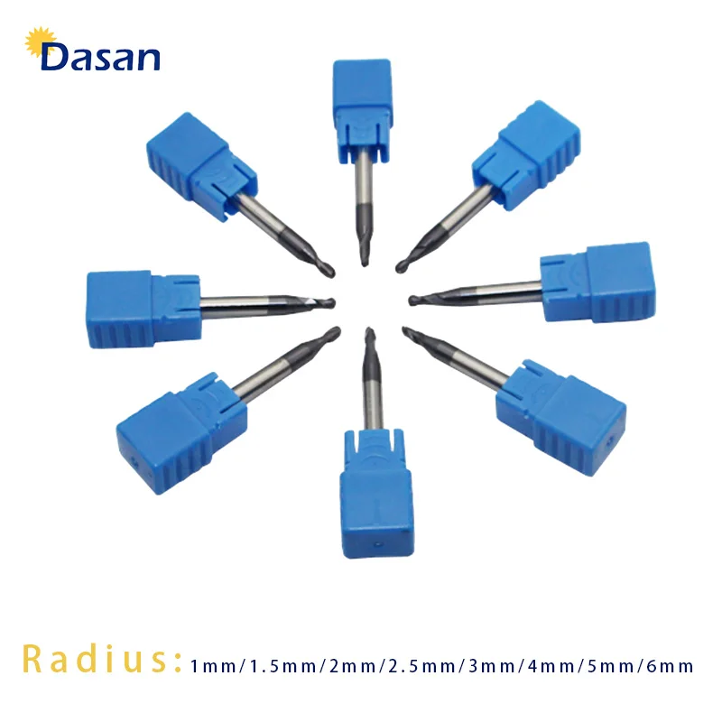 

5 шт. сферические концевые фрезы 1 мм 2 мм 3 мм 4 мм 5 мм 6 мм HRC50 2T фрезерный твердосплавный спиральный бит токарный станок твердосплавный резак инструмент