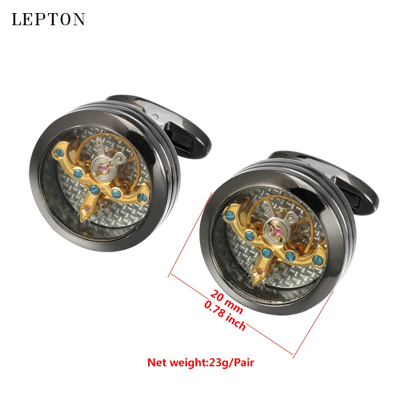 Hot Sale 24 Style Movement Tourbillon Cufflinks For Mens Jewelry Lepton Mechanical Watch Steampunk Gear Cufflink Relojes Gemelos