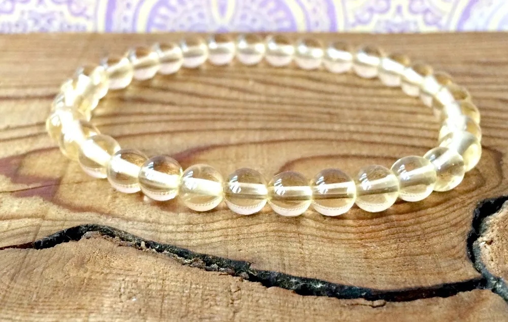 

MG0345 6 mm Natural Citrine Bracelet Wrist Mala Yellow Crystal Beaded Bracelet Best Birthday Gift Jewelry