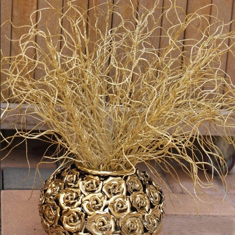 46CM Long Artificial  Plant Simulation Gilded Grass Christmas Ornaments  Glitter  Bling  Artificial Flowers for Home Decoration