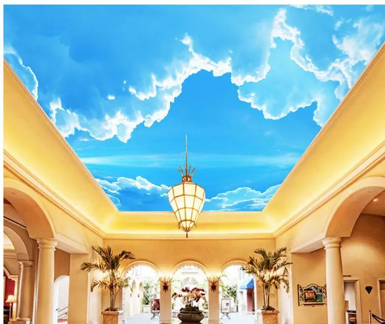 

Wallpaper 3d stereoscopic Blue sky cloud ceiling Photo wallpaper custom wallpaper TV setting wall of sitting room sofa