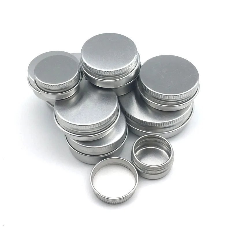 

1000Pcs Cream Jar Tin Cosmetic Lip Balm Containers Nail Derocation Crafts Pot Refillable Bottle Screw Thread Empty Aluminum