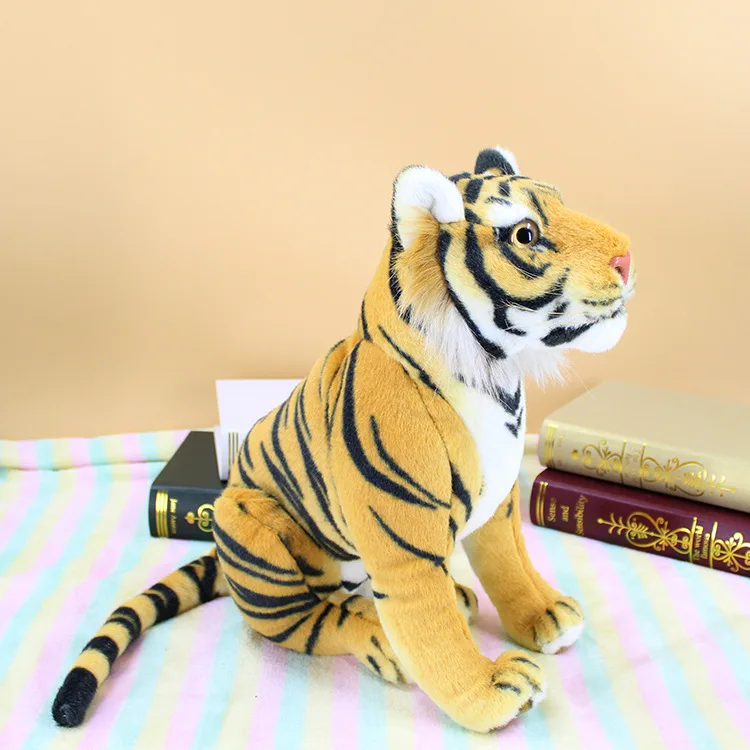 about 35x30cm squatting tiger plush toy yellow tiger soft doll children's toy Christmas gift b2001